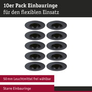 10er Pack schwarze Einbauringe aus Metall für flexible LED-Einbaustrahler mit 50 mm Leuchtmittel