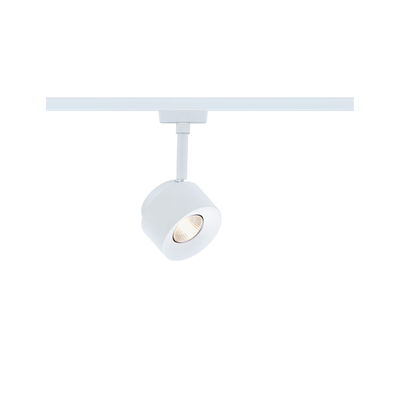Modern white metal LED spotlight for track systems, energy-efficient indoor lighting