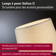 Lampe à poser Stellan II avec abat-jour en tissu beige, compatible ampoules E27 et intelligentes