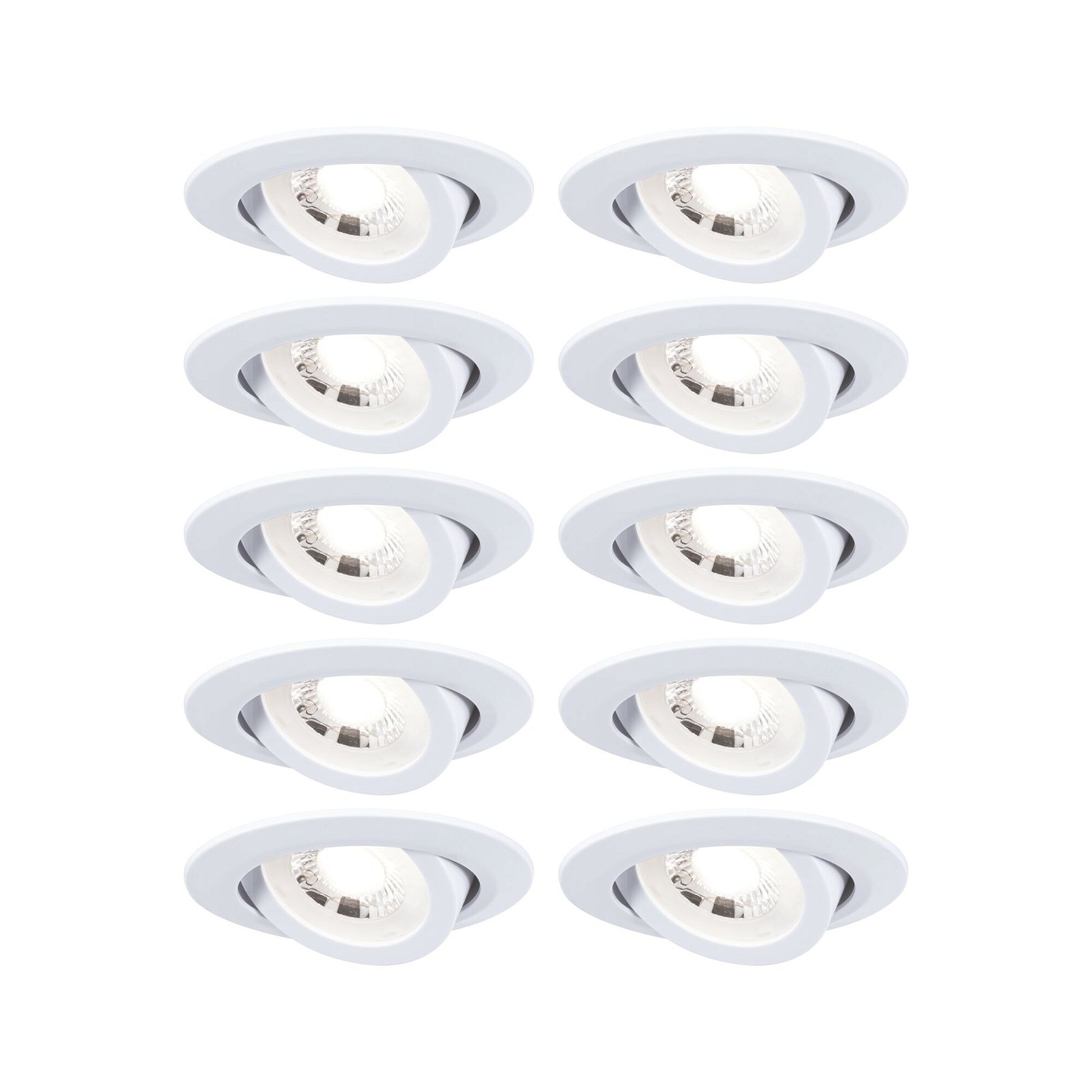 LED-inbouwlamp 3-Step-Dim pak van 10 zwenkbaar rond 82mm 70° 10x4,8W 10x450lm 230V dimbaar 3000K Wit mat