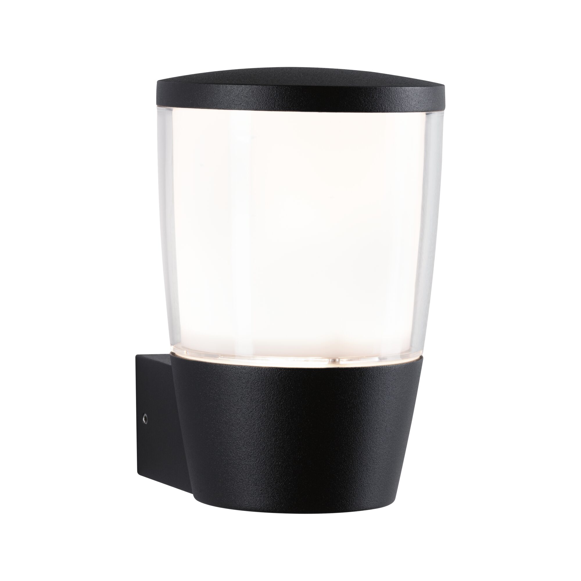 Modern black outdoor wall light in metal with white diffuser for garden lighting