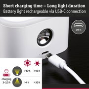 White device with USB-C port for fast charging and long light duration, rechargeable battery light
