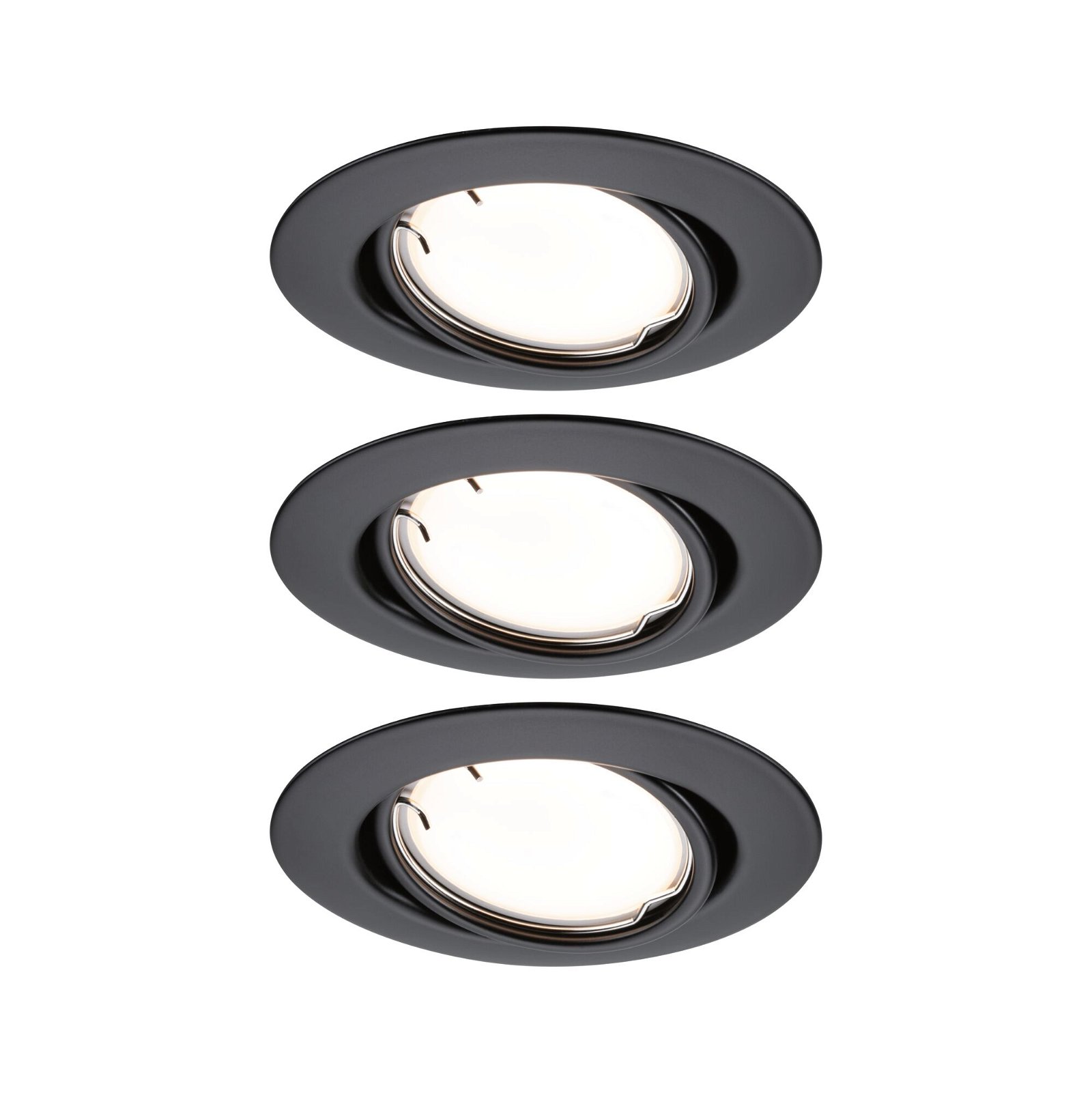 LED-inbouwlamp Smart Home Zigbee Base Coin Basisset zwenkbaar rond 90mm 20° 3x4,9W 3x430lm 230V dimbaar 3000K Zwart mat