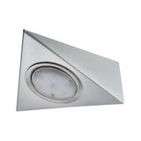 Triangular recessed spotlight in brushed stainless steel with LED light for modern indoor lighting