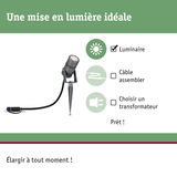 Projecteur LED noir en métal avec piquet pour éclairage extérieur et jardin, lumière d'ambiance