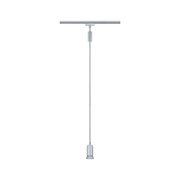 Schlanke silberne LED-Pendelleuchte aus Metall mit Kabel für moderne Innenbeleuchtung