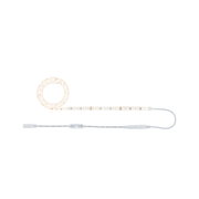 Flexible LED strip light with white cable and switch, energy-saving indoor lighting solution