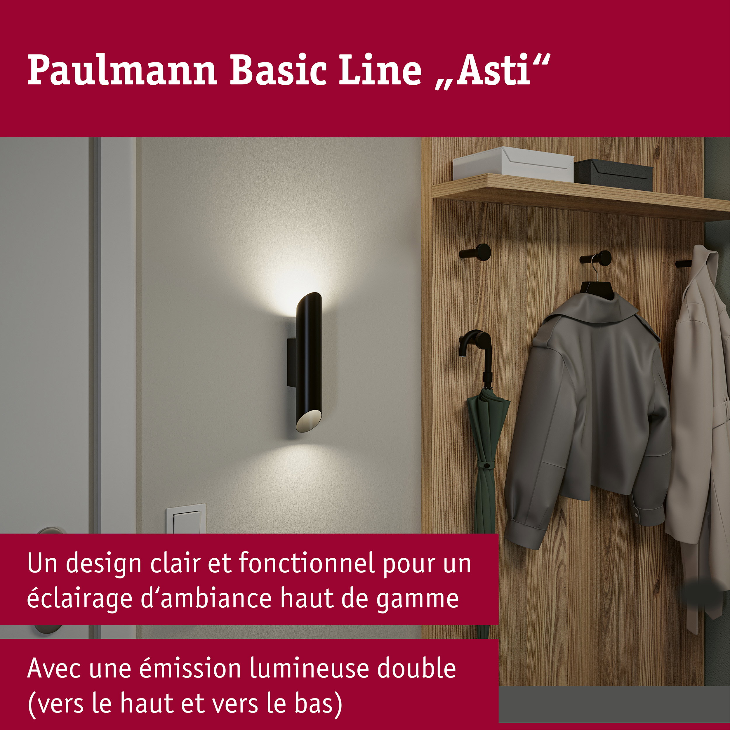 Applique Asti GU10 230V max. 2x10W Noir mat/Doré