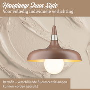 Hanglamp Juna Style bruin met metalen ring en warm wit licht voor individuele verlichting