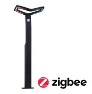 Black LED outdoor light with motion sensor and colored LEDs, Zigbee compatible for smart lighting control