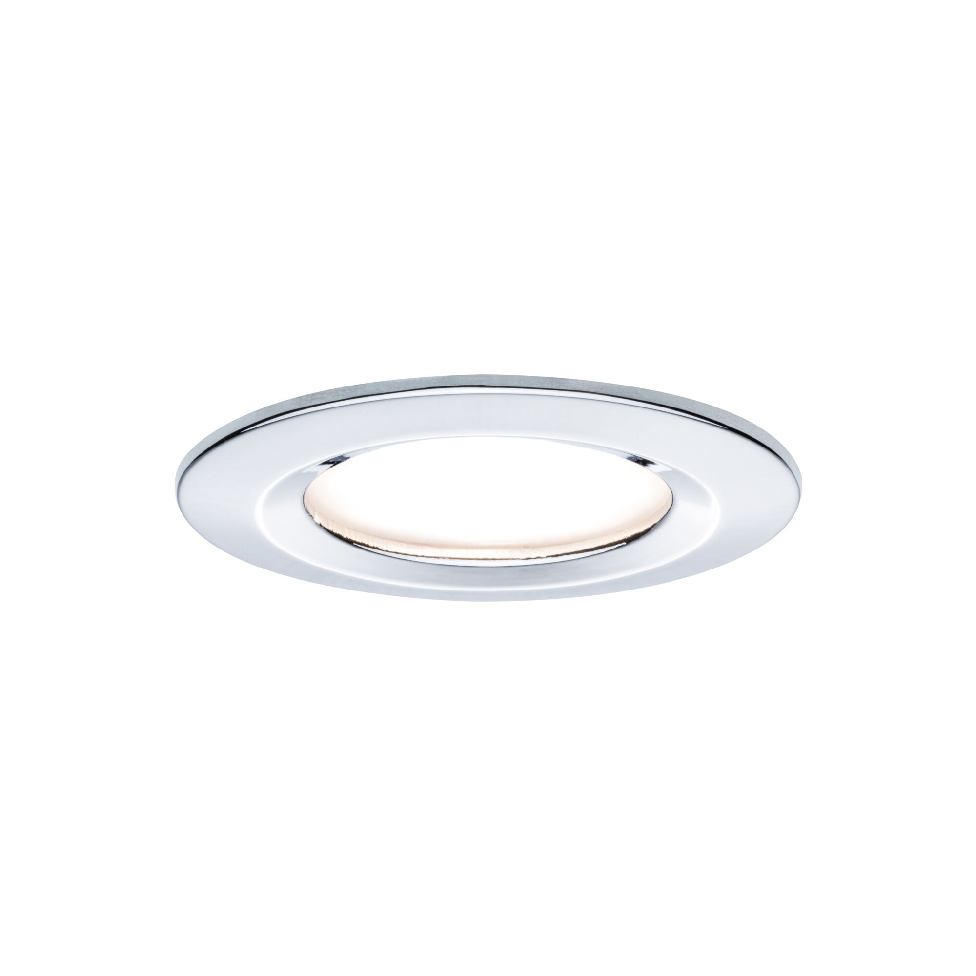 Spot LED encastré rond avec lumière blanche et cadre chromé pour éclairage intérieur moderne