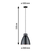 Schwarze Metall-Hängeleuchte mit 110 cm Länge und 26 cm Durchmesser, moderne Pendelleuchte
