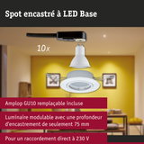 Spot encastré blanc à LED avec base GU10 et câble noir pour éclairage intérieur