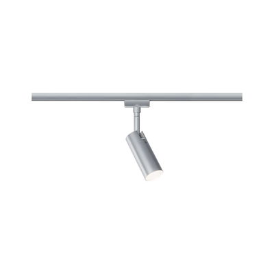 Projecteur LED orientable moderne en aluminium argenté pour système sur rail, design économe en énergie