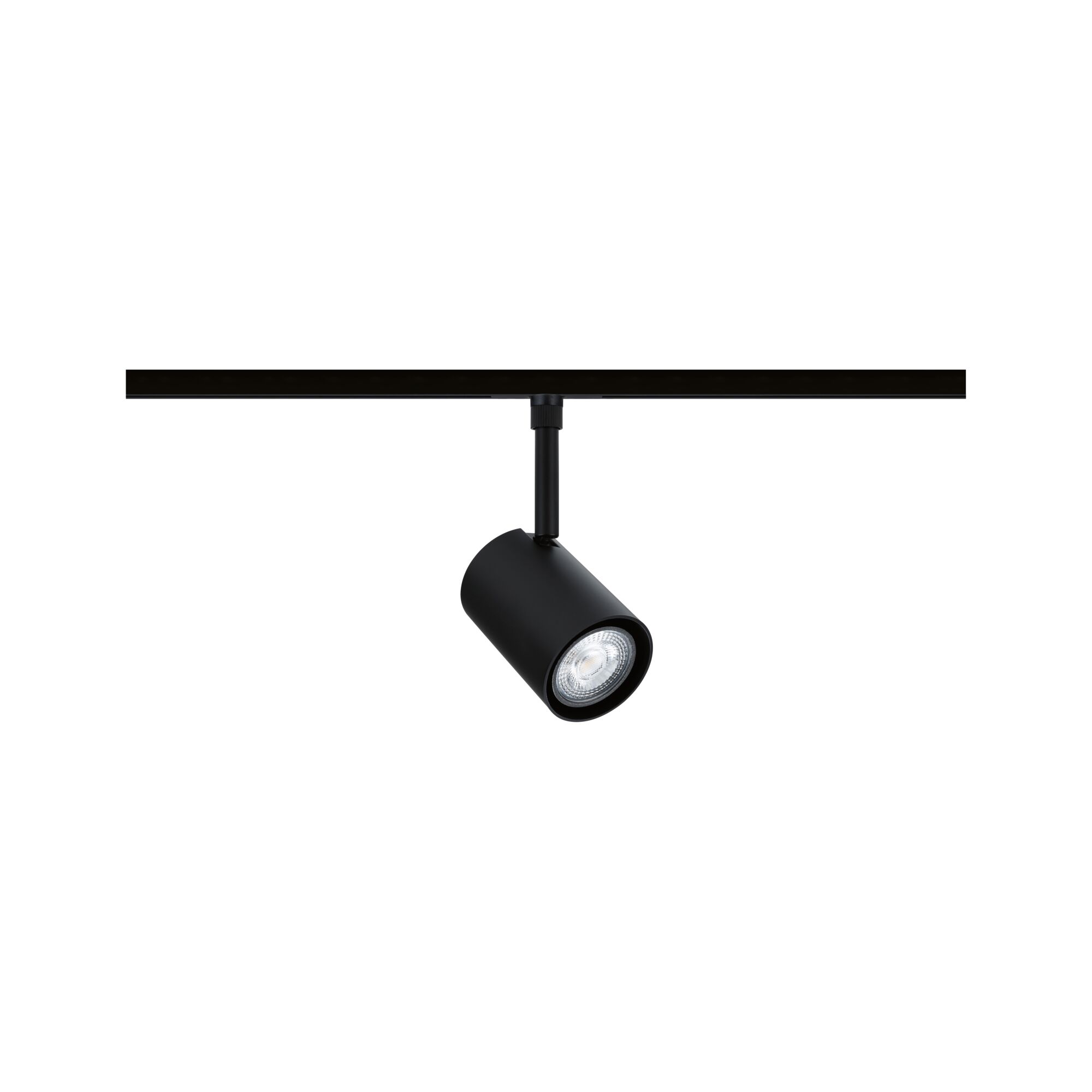 Black metal LED spotlight on track system for flexible indoor lighting solutions