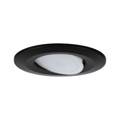 Black recessed spotlight with white adjustable LED light for versatile room lighting solutions