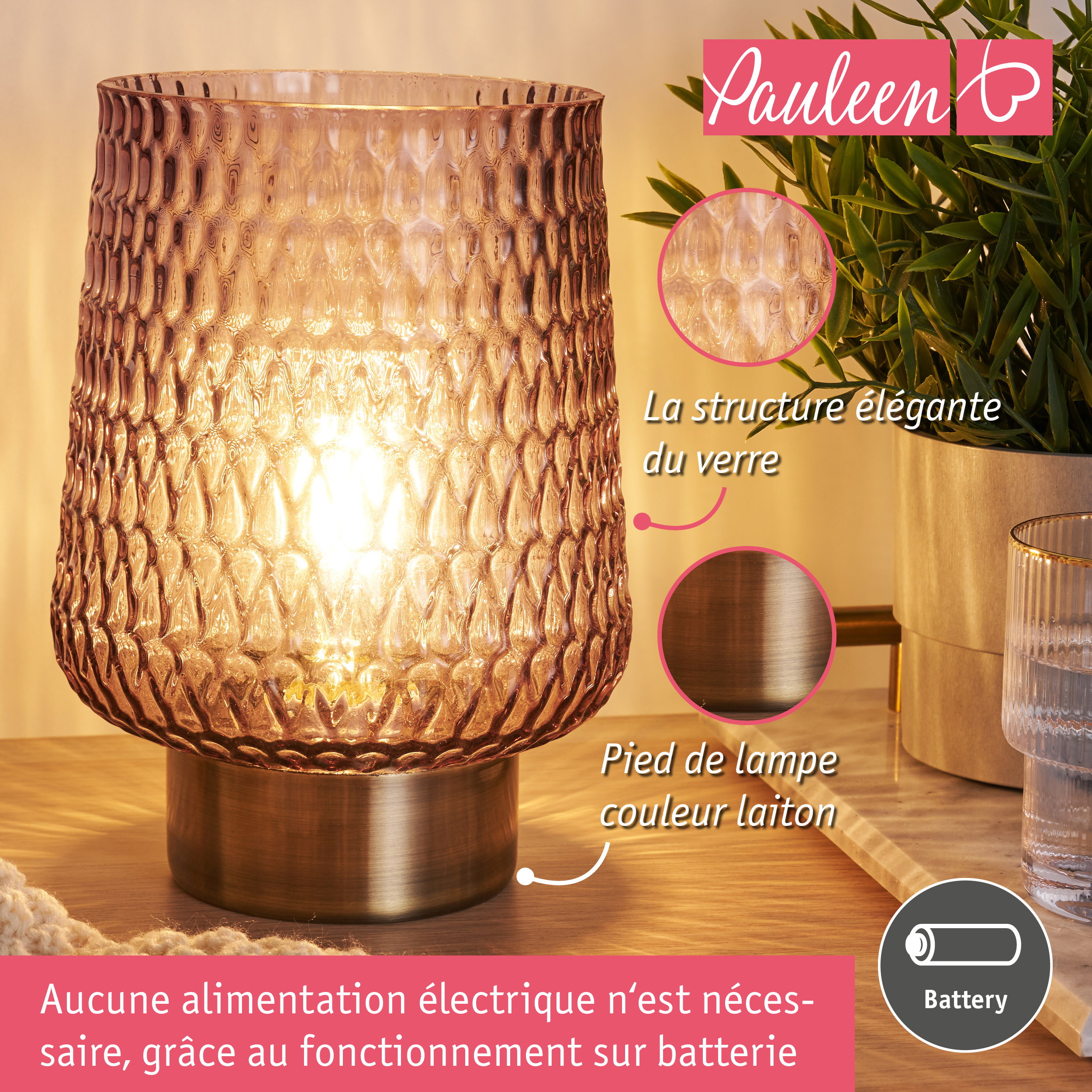 Paulmann Pauleen Lampe à poser Sparkling Glamour E27 2700K 30lm 0,8W Brun/Laiton
