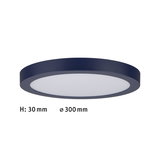 Rundes LED-Deckenpanel in dunkelblau mit 30 mm Höhe und 300 mm Durchmesser für moderne Raumbeleuchtung