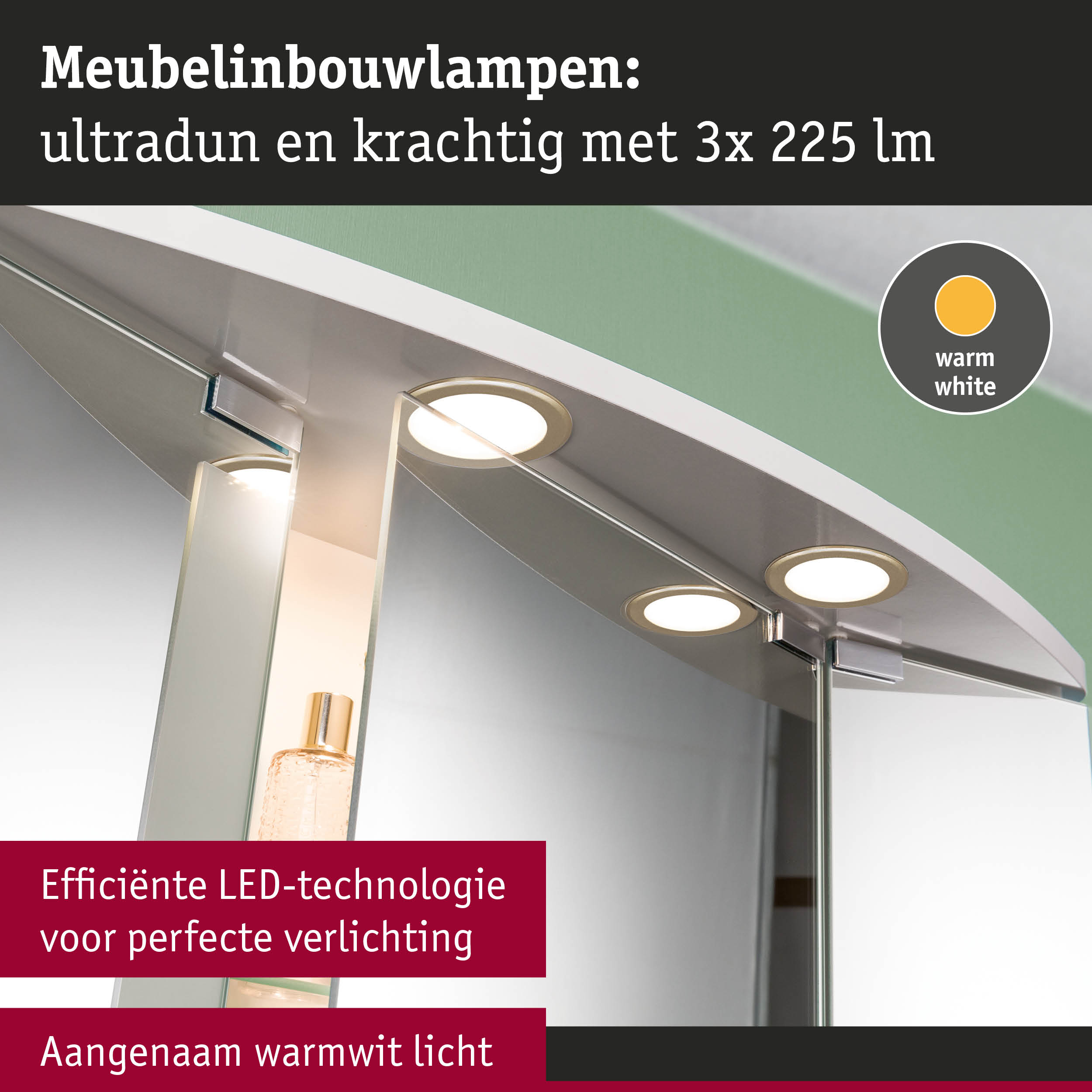 Witte meubel inbouwlampen met warm wit LED-licht en efficiënte verlichting