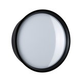 Round ceiling light with black frame and white plastic diffuser for modern indoor lighting solutions