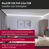 Chambre moderne avec bande LED MaxLED 500 Full-Line COB blanche offrant un éclairage homogène et large angle