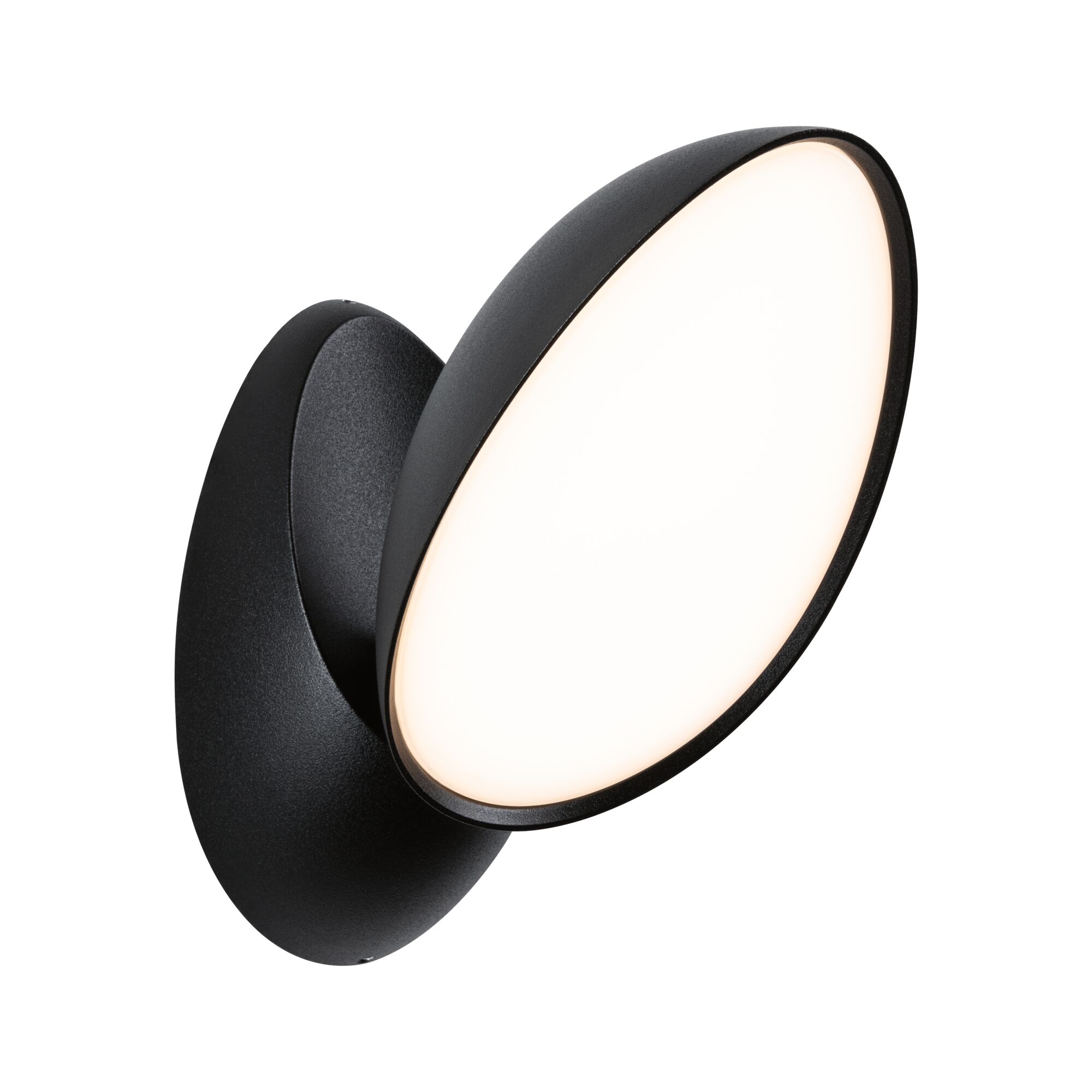 Moderne zwarte LED-wandlamp met ronde witte kunststof diffuser voor binnenverlichting