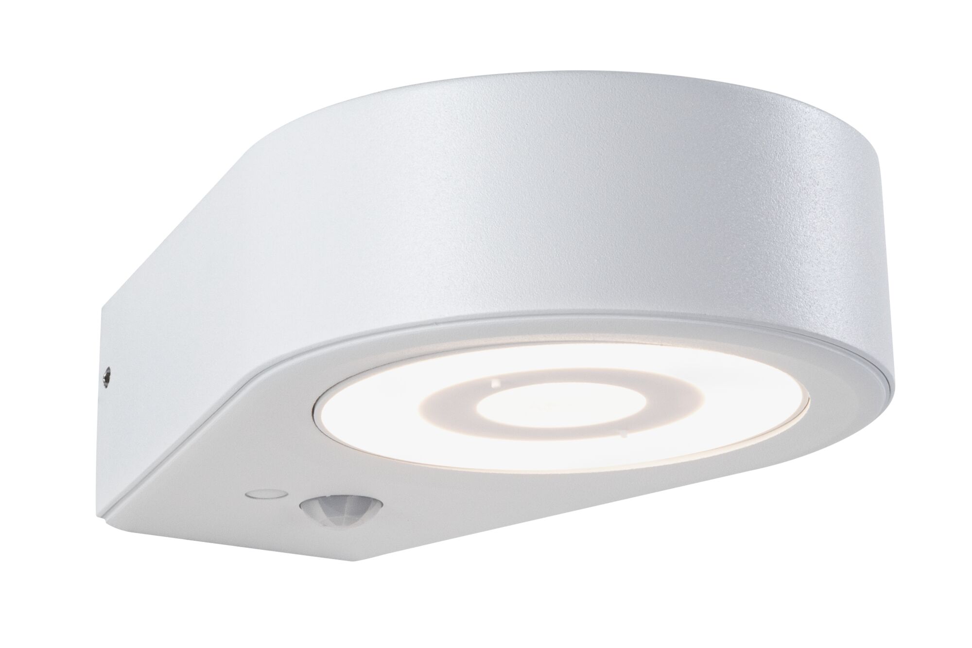 Weiße LED-Wandleuchte aus Metall mit Bewegungsmelder für moderne Außenbeleuchtung