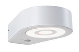 Weiße LED-Wandleuchte aus Metall mit Bewegungsmelder für moderne Außenbeleuchtung
