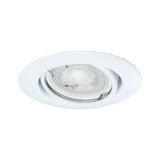 Spot encastré rond blanc avec verre transparent et clip métallique, éclairage LED intérieur moderne