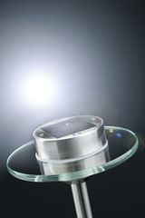 Lanterne de jardin en acier inoxydable solaire avec anneau en verre pour éclairage extérieur économique