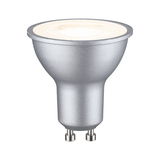Silver LED spotlight with GU10 base, energy-saving LED bulb for home lighting solutions
