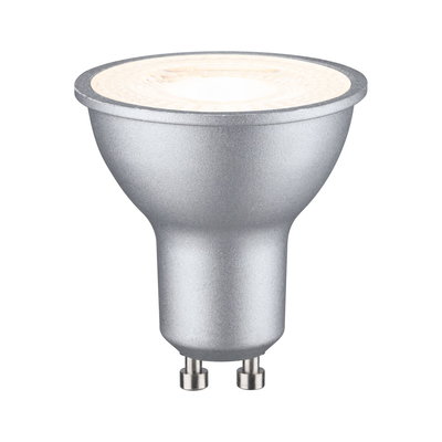 LED-Spotlampe in Silber mit GU10 Sockel, energiesparende LED-Lampe für Wohnraumbeleuchtung