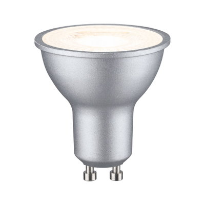 LED-Spotlampe in Silber mit GU10 Sockel, energiesparende LED-Lampe für Wohnraumbeleuchtung