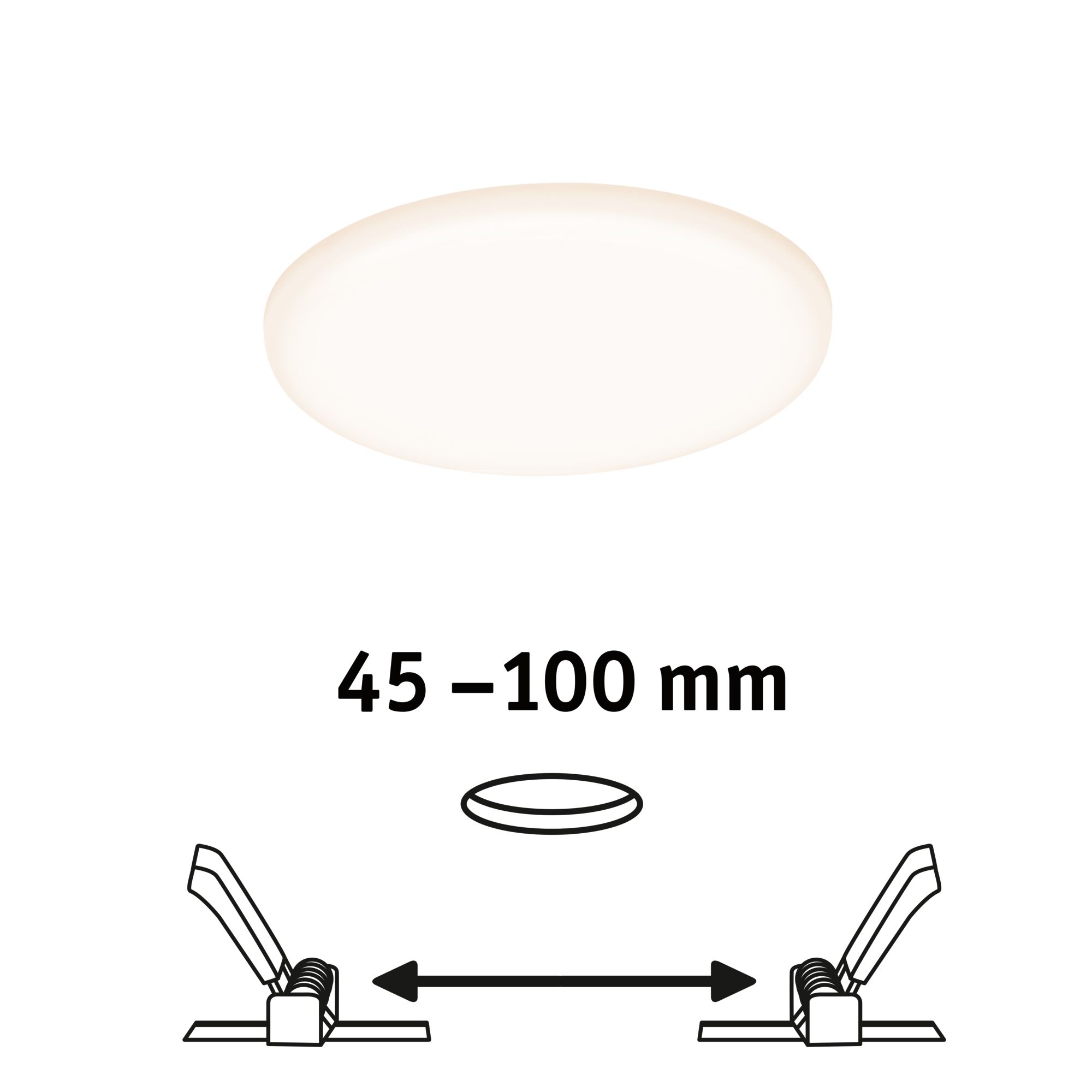 VariFit LED-inbouwpaneel Veluna IP44 rond 125mm 8,5W 700lm 3000K Satijn