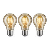 Trois ampoules LED avec lumière blanc chaud et verre ambré transparent pour éclairage économique