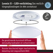 Leonis II LED-plafondlamp met witte kunststof diffuser en IK03 slagvastheid