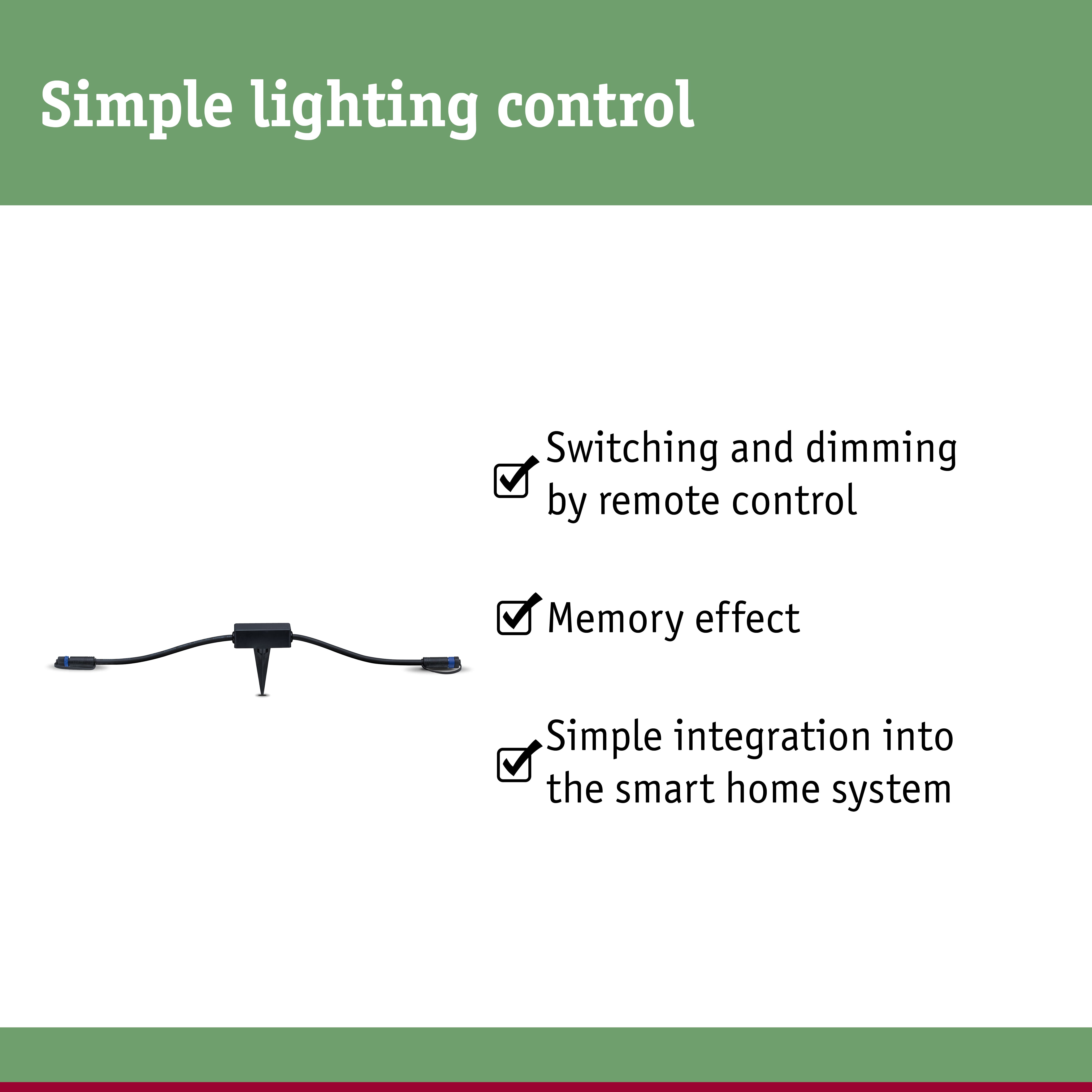 Black LED lighting control cable with ground spike for remote control and smart home integration