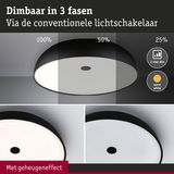 Zwarte dimbare LED-plafondlamp met warm wit licht in drie standen voor woonverlichting