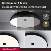 Zwarte plafondlamp met dimbare warmwitte LED in drie stappen en geheugeneffect voor instelbare helderheid