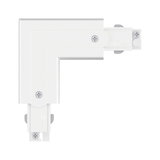 White plastic corner connector with screws for track lighting systems installation