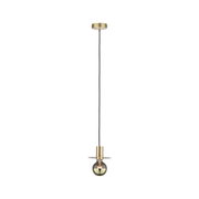 Hängende Pendelleuchte aus Messing mit schwarzem Kabel und goldener Glühbirne für moderne Innenräume