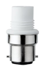 White plastic and metal lamp socket adapter with bayonet mount, lighting accessory