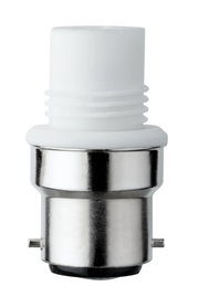 White plastic and metal lamp socket adapter with bayonet mount, lighting accessory