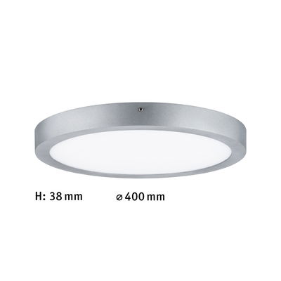 Platte ronde LED-plafondlamp van zilverkleurig aluminium, 400 mm diameter en 38 mm hoogte voor moderne verlichting