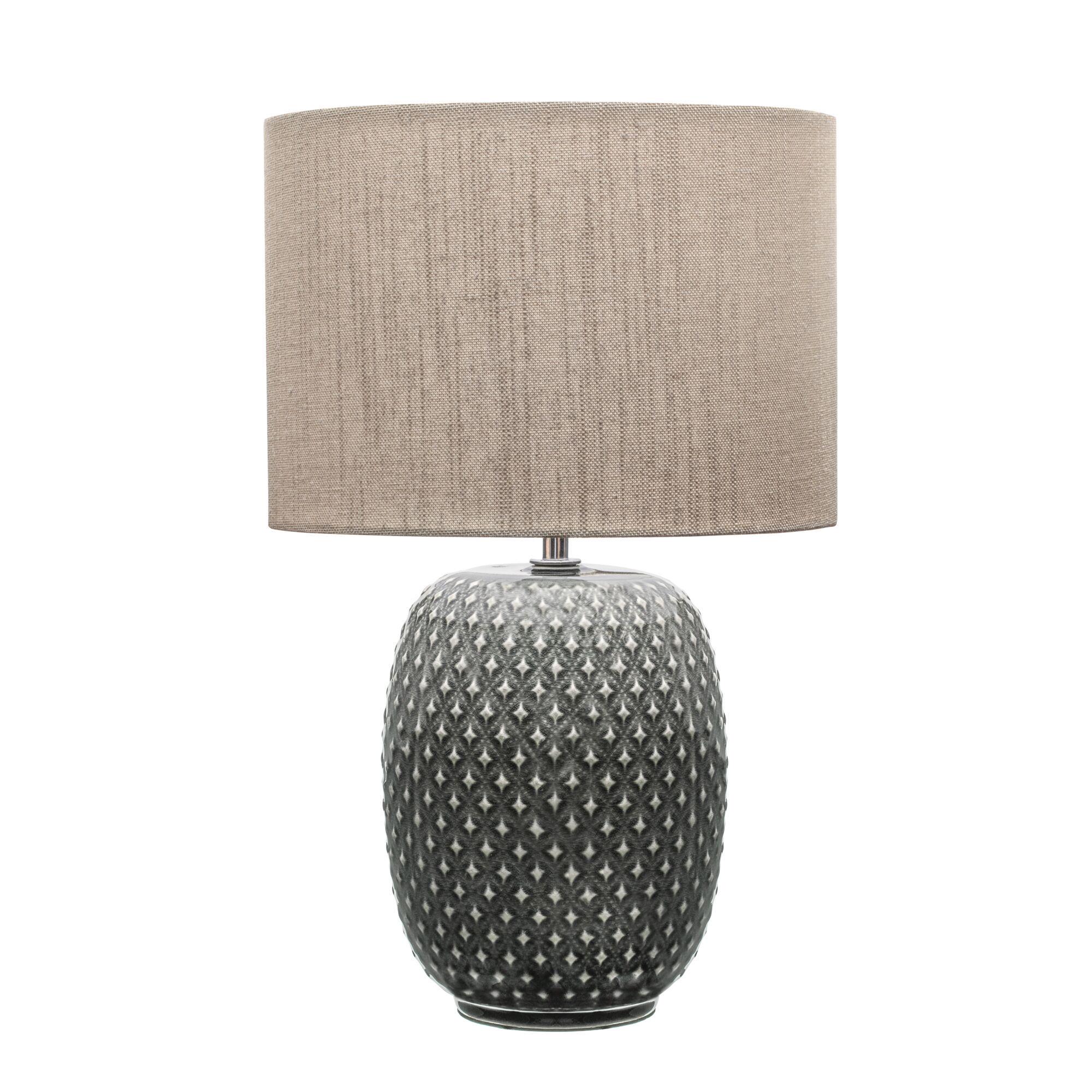 Paulmann Pauleen LED-tafellamp Pretty Classy E27 max. 60W Grijs/Beige Tafellamp met grijze, gestructureerde keramische voet en beige stoffen kap voor woonverlichting