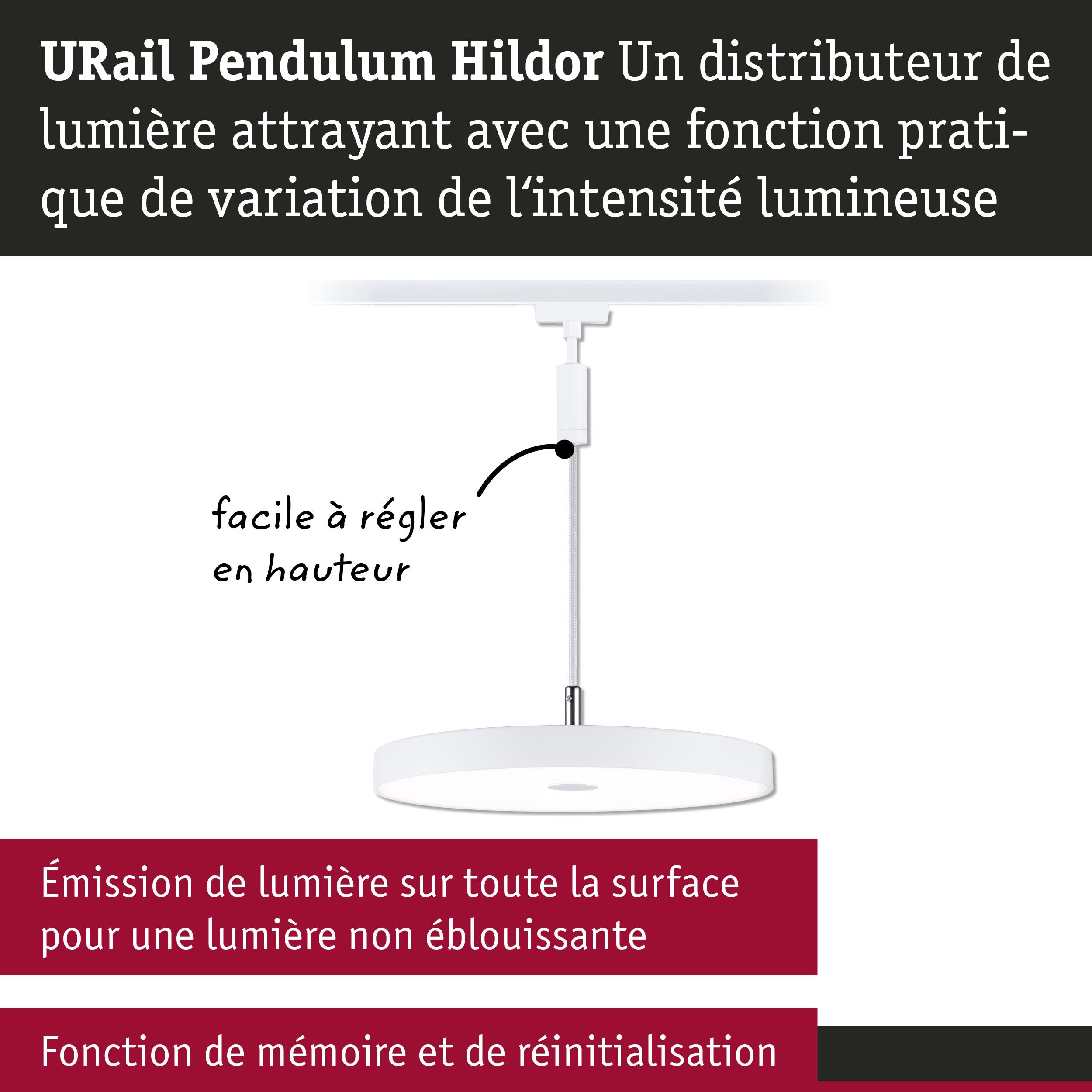 Distributeur de lumière URail Pendulum Hildor blanc avec variation d’intensité et réglage en hauteur