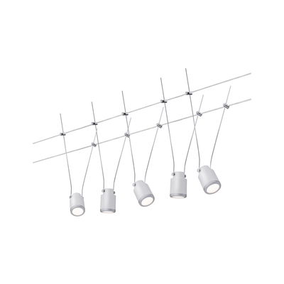 Modern white LED cable spotlights with adjustable metal heads for flexible room lighting solutions