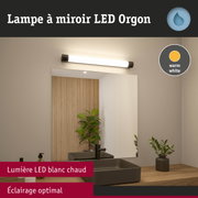 Lampe LED miroir Orgon blanc chaud avec cadre noir pour un éclairage optimal salle de bain