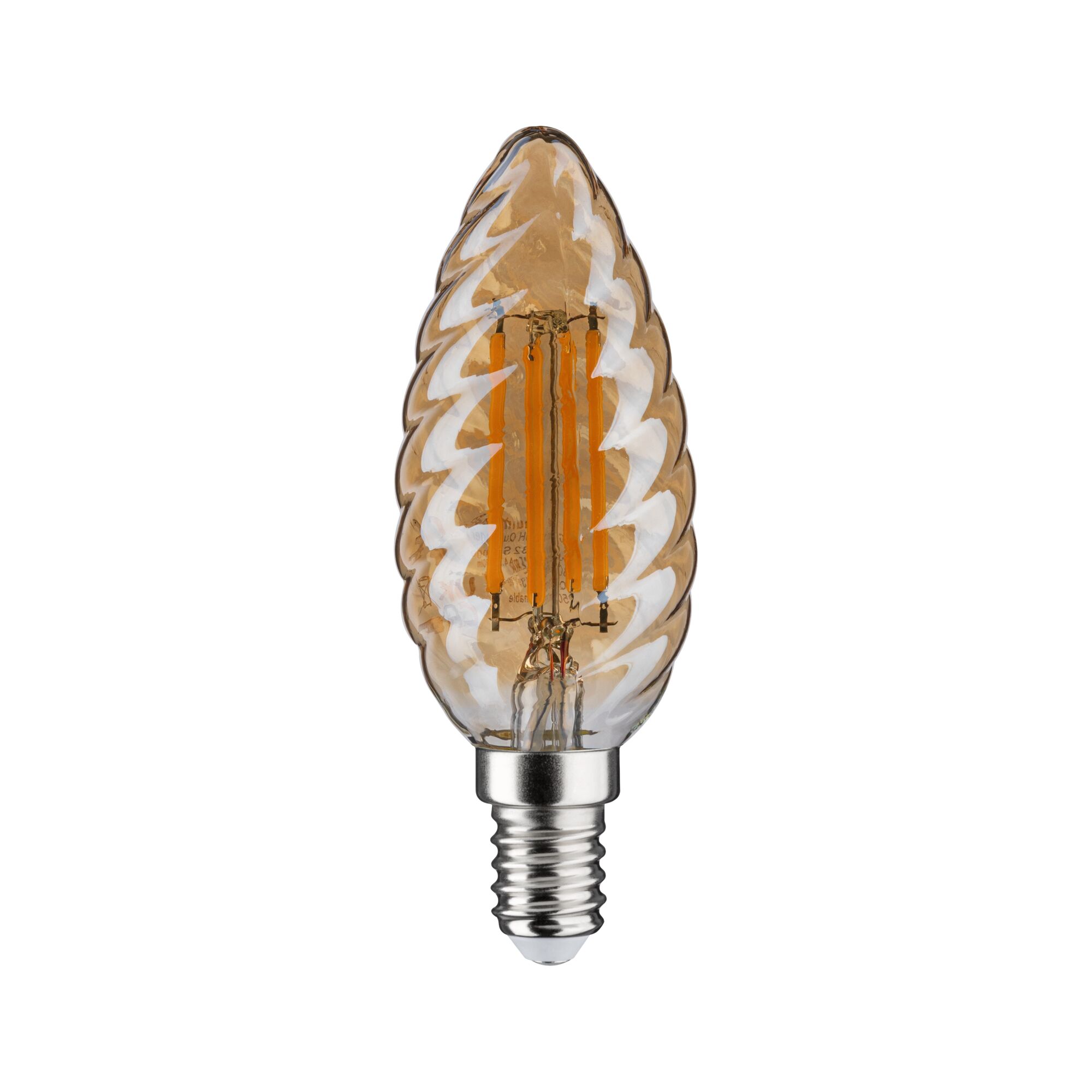 LED-Leuchtmittel in Flammenform mit bernsteinfarbenem Glas und E14-Fassung für dekorative Beleuchtung