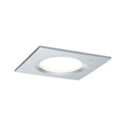 Spot encastré LED carré en aluminium brossé argenté avec lumière blanc chaud pour éclairage moderne